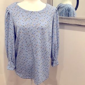 Melloday Blue Longsleeve Blouse